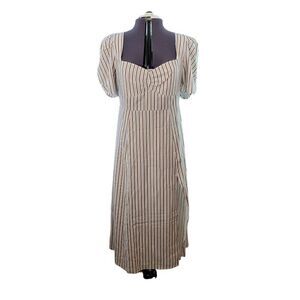 Danielle Bernstein Striped Puff Sleeve Slip Dress Sz 14